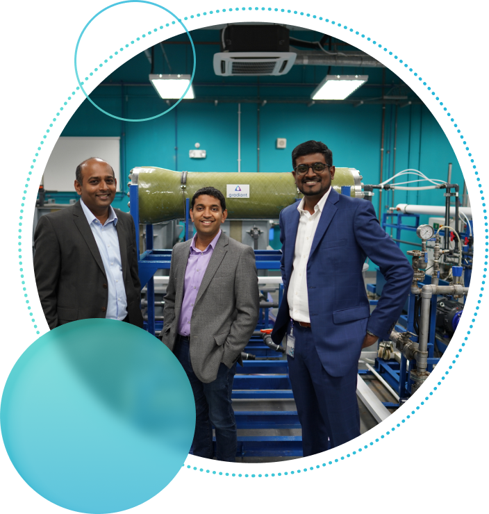 Gradiant Executive Team - Prakash Govindan, Anurag Bajpayee, & Govind Alagappan