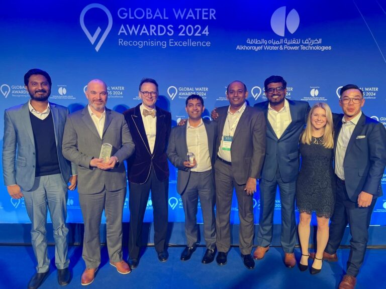 The Gradiant team celebrating our wins for this year’s Global Water Awards. Thank you, Christopher Gasson and the Global Water Intelligence team.