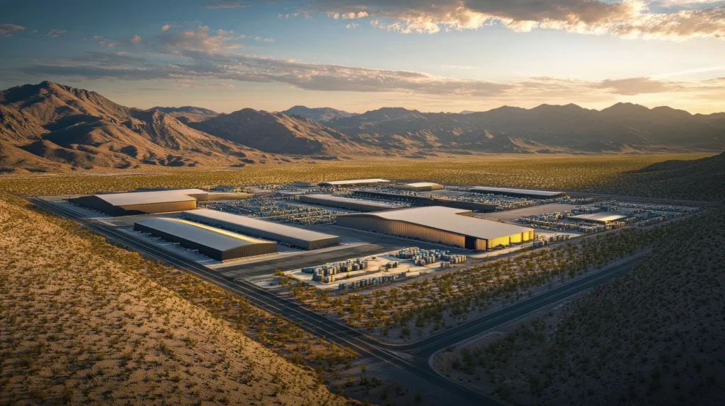 Ein Hyperscale-Rechenzentrum mit fortschrittlicher Kühlungsinfrastruktur, das die zunehmende Komplexität von KI-Workloads und die kritische Abhängigkeit von Wasser für die Kühlung symbolisiert.